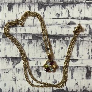 Elegant Gold Multi-Color Pendant Necklace